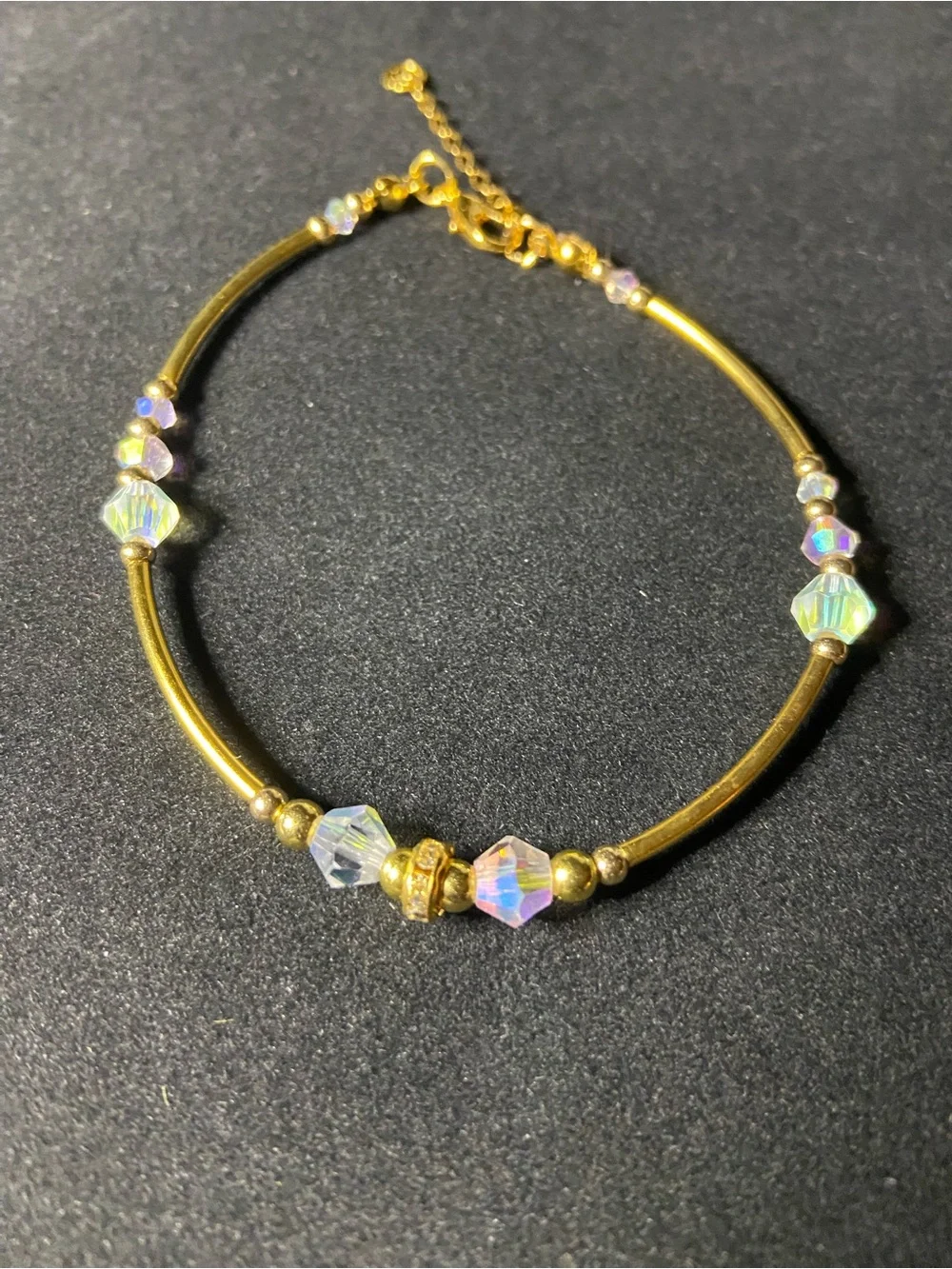 Gold Crystal Beaded Women's Bracelet Y2K